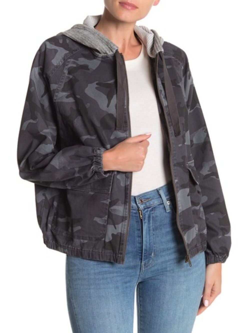 Supplies By Union Bay Hugo Camo Hoodie Jacket Full Zip Gray Size XL NEW
